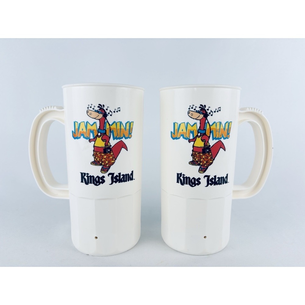 Lot Of 2 Vintage 90s Kings Island Dino Jammin Hanna Barbera Mugs Cup - Super 22